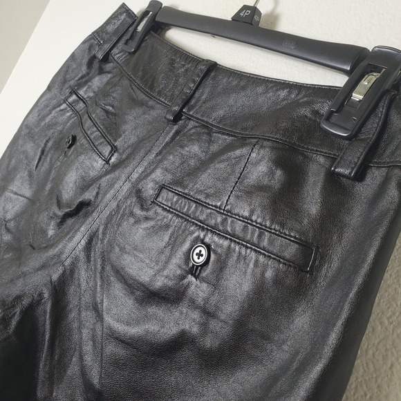 Cache Vintage 90s Y2K Women's Black Cuffed Leather Mini Shorts Size 4 - Picture 5 of 10